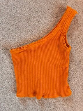 Urban Outfitters One-Shoulder Ribbed Tank - Orange